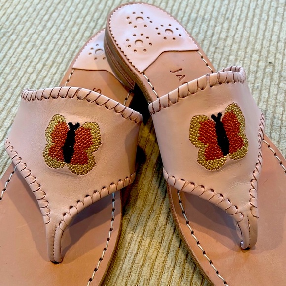 Jack Rogers Blush and embroidered Butterfly slip on sandals - Size 6 - Picture 11 of 12